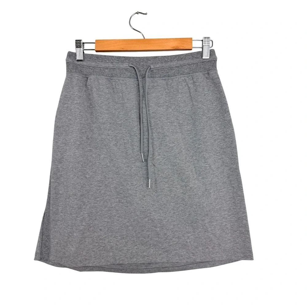 Lululemon Start Anew Gray French Terry Drawstring Athletic Skirt 8 Heathered‎